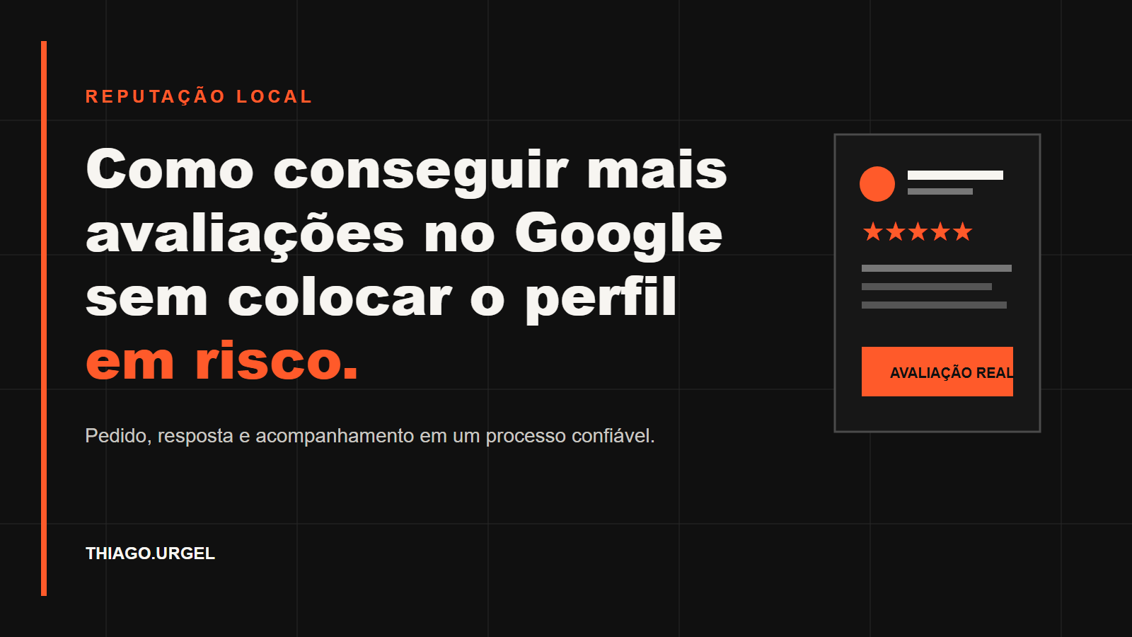 Ilustração de uma avaliação real de cinco estrelas no Google